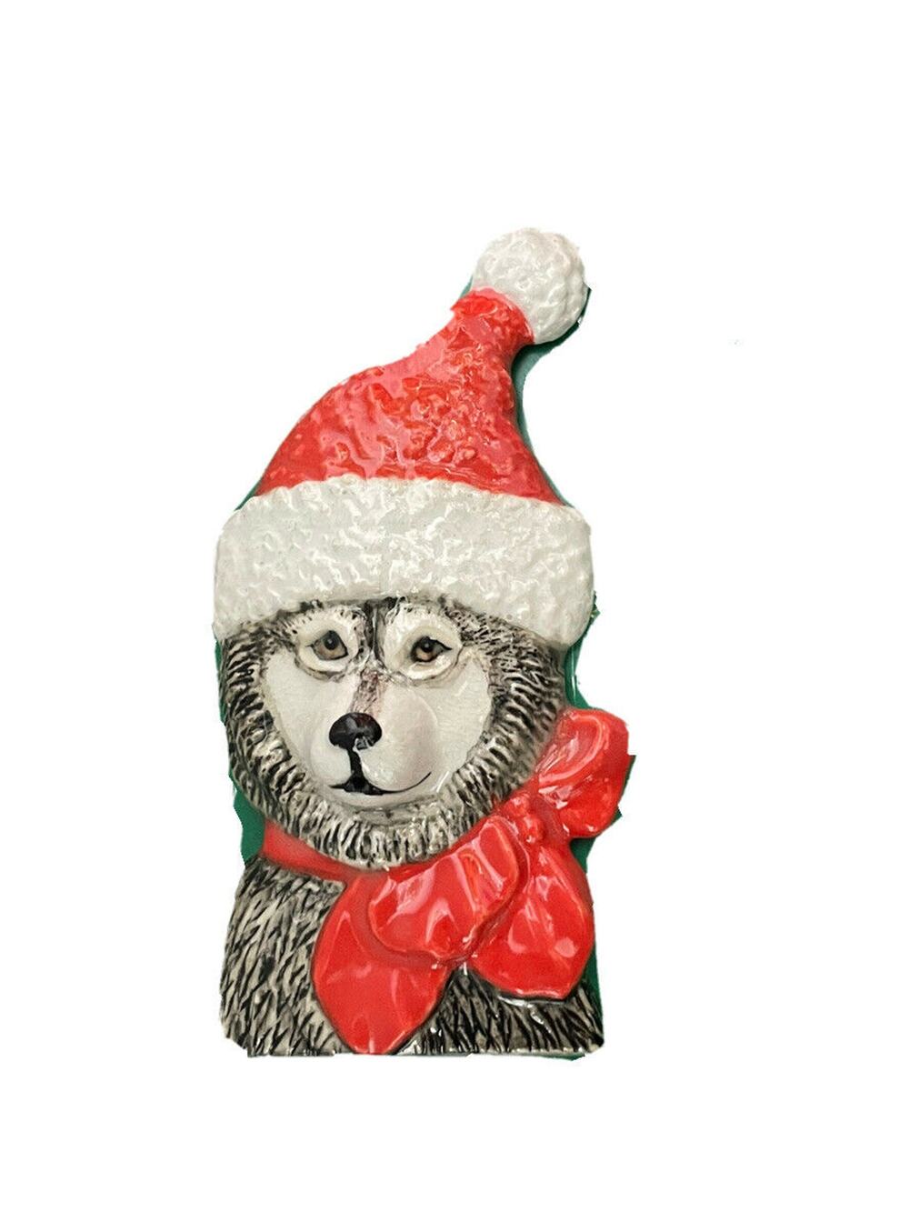 jon van zyle alaska santa dog husky christmas ornament